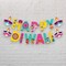 Happy Diwali Paper Banner Bunting Diy Hanging Decorations Festival of Light Deepawali Diya Wall Hanging Decor for Home - Party Supplies Indian Themed Party Backdrop Decoration